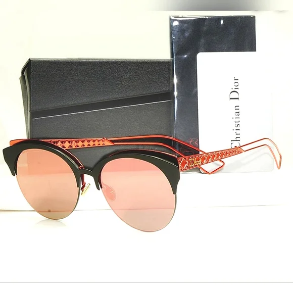 DIOR DIORAMA CLUB 55MM MATTE BLACK & CORAL WOMEN display picture 3